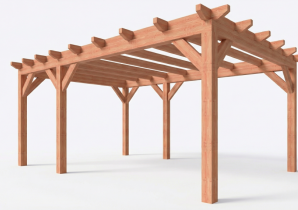 Constructiepakket plat dak | 5885x4105x2500mm | fijnbezaagd Douglas     CP-10.1030