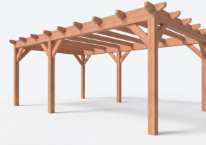 Constructiepakket plat dak | 6485x4105x2500mm | fijnbezaagd Douglas     CP-10.1032