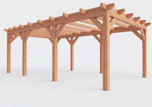 Constructiepakket plat dak | 7090x4105x2500mm | fijnbezaagd Douglas     CP-10.1034