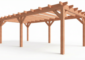 Constructiepakket plat dak | 7660x4105x2500mm | fijnbezaagd Douglas     CP-10.1035