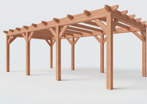 Constructiepakket plat dak | 7690x4105x2500mm | fijnbezaagd Douglas     CP-10.1036