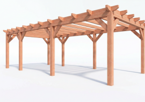 Constructiepakket plat dak | 8150x4105x2500mm | fijnbezaagd Douglas     CP-10.1037