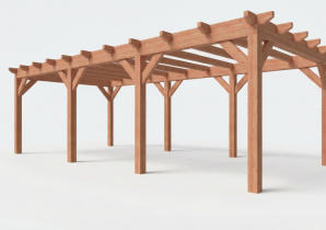Constructiepakket plat dak | 8220x4105x2500mm | fijnbezaagd Douglas     CP-10.1038