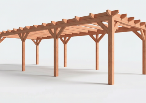 Constructiepakket plat dak | 9925x4105x2500mm | fijnbezaagd Douglas     CP-10.1041