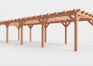 Constructiepakket plat dak | 12190x4105x2500mm | fijnbezaagd Douglas     CP-10.1043