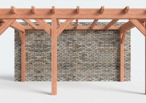 Constructiepakket aanbouwveranda | 5240x3260x2500mm links | fijnbezaagd Douglas     CP-10.2002