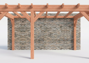 Constructiepakket aanbouwveranda | 5240x3260x2500mm rechts | fijnbezaagd Douglas     CP-10.2003