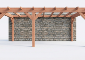 Constructiepakket aanbouwveranda | 6485x3260x2500mm links | fijnbezaagd Douglas     CP-10.2010