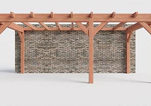 Constructiepakket aanbouwveranda | 6485x3260x2500mm rechts | fijnbezaagd Douglas     CP-10.2011