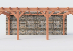 Constructiepakket aanbouwveranda | 7090x3260x2500mm links | fijnbezaagd Douglas     CP-10.2014
