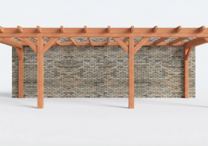Constructiepakket aanbouwveranda | 8150x3260x2500mm links | fijnbezaagd Douglas     CP-10.2018