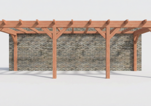 Constructiepakket aanbouwveranda | 8220x3260x2500mm links | fijnbezaagd Douglas     CP-10.2020