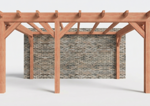 Constructiepakket aanbouwveranda | 5240x3905x2500mm links | fijnbezaagd Douglas     CP-10.2052