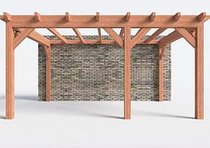 Constructiepakket aanbouwveranda | 5240x3905x2500mm rechts | fijnbezaagd Douglas     CP-10.2053