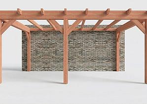Constructiepakket aanbouwveranda | 5840x3905x2500mm links | fijnbezaagd Douglas     CP-10.2055