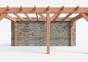 Constructiepakket aanbouwveranda | 5840x3905x2500mm rechts | fijnbezaagd Douglas     CP-10.2056