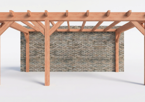 Constructiepakket aanbouwveranda | 5885x3905x2500mm links | fijnbezaagd Douglas     CP-10.2057