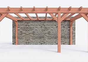 Constructiepakket aanbouwveranda | 5885x3905x2500mm rechts | fijnbezaagd Douglas     CP-10.2058
