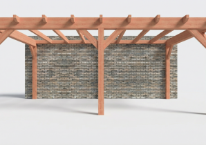 Constructiepakket aanbouwveranda | 6370x3905x2500mm | fijnbezaagd Douglas     CP-10.2059