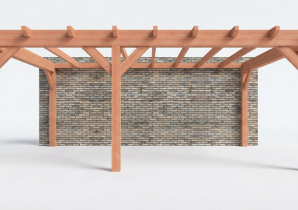 Constructiepakket aanbouwveranda | 6485x3905x2500mm links | fijnbezaagd Douglas     CP-10.2060