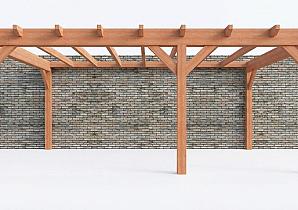 Constructiepakket aanbouwveranda | 6485x3905x2500mm rechts | fijnbezaagd Douglas     CP-10.2061