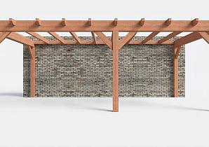 Constructiepakket aanbouwveranda | 7015x3905x2500mm rechts | fijnbezaagd Douglas     CP-10.2063