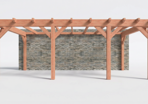 Constructiepakket aanbouwveranda | 7090x3905x2500mm links | fijnbezaagd Douglas     CP-10.2064