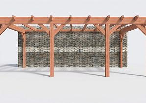 Constructiepakket aanbouwveranda | 7090x3905x2500mm rechts | fijnbezaagd Douglas     CP-10.2065