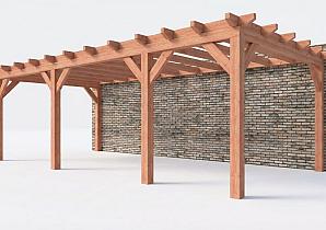 Constructiepakket aanbouwveranda | 8150x3905x2500mm rechts | fijnbezaagd Douglas     CP-10.2069