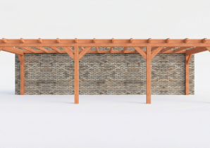 Constructiepakket aanbouwveranda | 9925x3905x2500mm links | fijnbezaagd Douglas     CP-10.2075