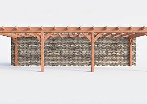 Constructiepakket aanbouwveranda | 9925x3905x2500mm rechts | fijnbezaagd Douglas     CP-10.2076
