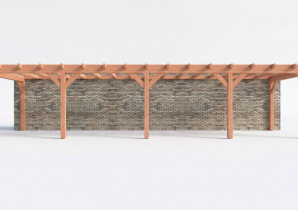 Constructiepakket aanbouwveranda | 12190x3905x2500mm | fijnbezaagd Douglas    CP-10.2078