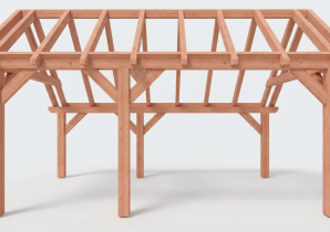 Constructiepakket kapschuur | 5240x3460x3445mm | fijnbezaagd Douglas    CP-20.1002