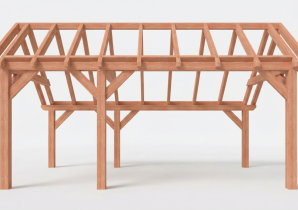 Constructiepakket kapschuur | 5885x3460x3445mm | fijnbezaagd Douglas    CP-20.1005