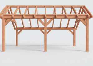Constructiepakket kapschuur | 6370x3460x3445mm | fijnbezaagd Douglas    CP-20.1006