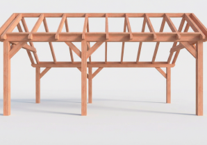 Constructiepakket kapschuur | 6485x3460x3445mm | fijnbezaagd Douglas    CP-20.1007