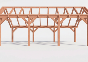 Constructiepakket kapschuur | 7690x3460x3445mm | fijnbezaagd Douglas    CP-20.1011