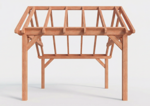 Constructiepakket kapschuur | 4105x4105x3715mm | fijnbezaagd Douglas    CP-20.1026