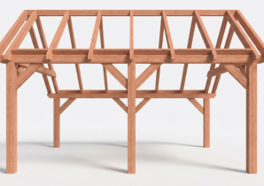 Constructiepakket kapschuur | 5310x4105x3715mm | fijnbezaagd Douglas    CP-20.1028