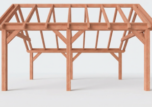 Constructiepakket kapschuur | 5840x4105x3715mm | fijnbezaagd Douglas    CP-20.1029