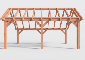Constructiepakket kapschuur | 6370x4105x3715mm | fijnbezaagd Douglas    CP-20.1031