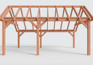 Constructiepakket kapschuur | 6485x4105x3715mm | fijnbezaagd Douglas    CP-20.1032