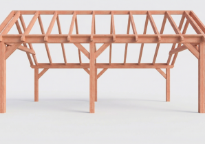 Constructiepakket kapschuur | 7015x4105x3715mm | fijnbezaagd Douglas    CP-20.1033