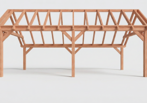 Constructiepakket kapschuur | 7660x4105x3715mm | fijnbezaagd Douglas    CP-20.1035
