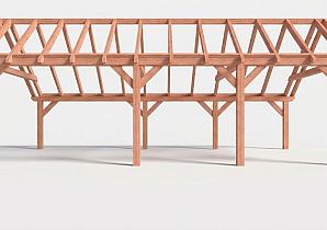 Constructiepakket kapschuur | 8865x4105x3715mm | fijnbezaagd Douglas    CP-20.1039