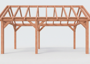 Constructiepakket zadeldak | 6485x3460x3760mm | fijnbezaagd Douglas    CP-20.2007