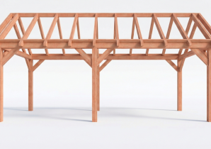 Constructiepakket zadeldak | 7015x3460x3760mm | fijnbezaagd Douglas    CP-20.2008