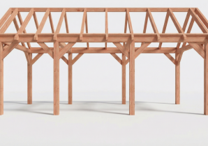 Constructiepakket zadeldak | 7090x3460x3760mm | fijnbezaagd Douglas    CP-20.2009