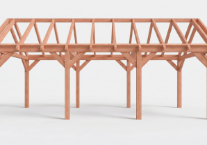 Constructiepakket zadeldak | 7690x3460x3760mm | fijnbezaagd Douglas    CP-20.2011