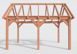 Constructiepakket zadeldak | 5310x4105x4030mm | fijnbezaagd Douglas    CP-20.2028